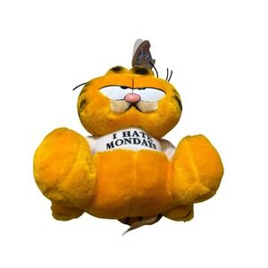 Vintage Dakin Garfield Plush 9" Orange I Hate Mondays Humor 1980s Comic Toy
